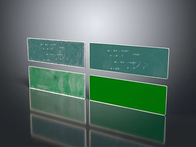 Educational Wall Hanging With Chalkboard Panels Green Surface And Math Formulas 3d model