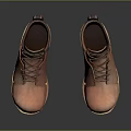 Brown Leather Work Boots with Durable Laces and Thick Rubber Sole for Outdoor Use