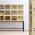 Modern Wooden Sideboard With Glass Doors Black Metal Legs And Dishes Storage