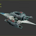 Sci Fi Spaceship Model With Gray Body Red Details And Wing Structure 3d model