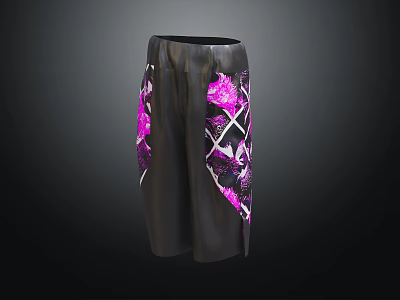 Eye Catching Black Shorts With Pink And White Unique Patterns On Both Sides 3d model