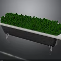 Black Bathtub With White Rim And Metal Legs Filled With Green Grass