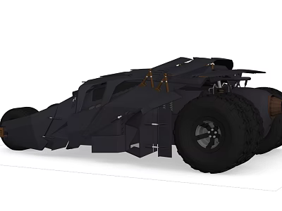 Black Batman Themed Armored Tank Style Vehicle With Large Wheels And Bat Design 3d model