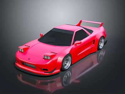 Pink Sports Car With Black Windows Sleek Design Rear Spoiler And Shiny Finish 3d model
