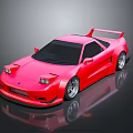 Pink Sports Car With Black Windows Sleek Design Rear Spoiler And Shiny Finish