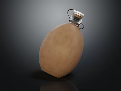 Brown Canteen With Metal Cap And Handle For Outdoor Water Storage 3d model