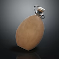 Brown Canteen With Metal Cap And Handle For Outdoor Water Storage
