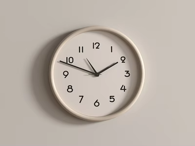 Minimalist Round Wall Clock With White Dial Black Numbers And Hands 3d model