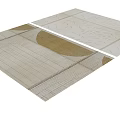 Neutral Toned Square Rug With Geometric Patterns And Circular Design Elements