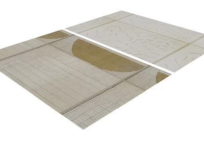 Neutral Toned Square Rug With Geometric Patterns And Circular Design Elements 3d model