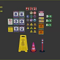 Modern warning board warning sign 3d model