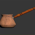 Traditional Copper Coffee Pot with Engraved Patterns and Orange Beaded Handle for Home Use
