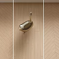 Herringbone Pattern Light Wood Flooring With Golden Swan Decor Accent 3d model
