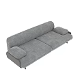 Modern Two Seater Sofa With Gray Velvet Upholstery And Black Base Design