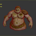 Game and Movie Character With Green Moss Covered Large Muscular Body And Angry Expression