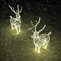 Deer Shaped Festive Decorative Lights Illuminate Snowy Outdoor Winter Night Garden
