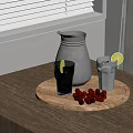 Refreshing Summer Drink With Lime Mint And Fresh Grapes In Glassware