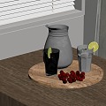 Modern Drink Fruit Drink Food Drink Cherry Lemonade Kettle Water Cup Tray 3d model