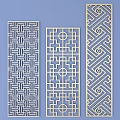 Chinese-style openwork window window pane lattice openwork carved flower 3d model