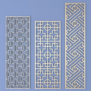 Chinese-style openwork window pane lattice openwork carved flower 3d model