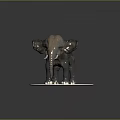 Realistic Detailed Elephant Model With Long Tusks On Circular Earth Base
