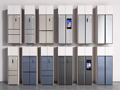 Modern Refrigerators And Freezers With Various Styles Sleek Designs And Colors 3d model