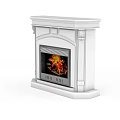 White Traditional Fireplace With Ornate Design And Burning Fire Interior Decor