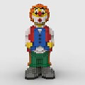 Colorful Building Blocks Clown Figure With Red Hair Blue Vest Green Pants And Black Shoes
