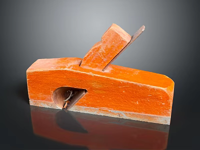 Orange Wooden Plane Old Fashioned Vintage Carpentry Hand Tool Classic Design 3d model