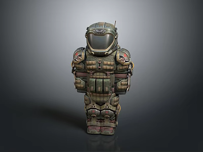 Detailed Futuristic Armored Astronaut Character In Tactical Mechanical Suit With Helmet 3d model