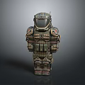 Detailed Futuristic Armored Astronaut Character In Tactical Mechanical Suit With Helmet