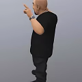 Game Movie Character Wearing Black T-shirt Cross Necklace Bracelet And Black Pants