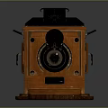 Vintage Electronic Camera With Wooden Body Classic Lens And Retro Design