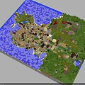 Modern 3D Island Model Featuring Urban Layout Water Areas And Green Spaces