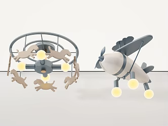 Modern chandelier children's lamp aircraft chandelier aircraft lamp ceiling lamp 3d model