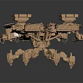 Golden Mechanical Creature Character With Intricate Robotic Parts And Detailed Leg Structures