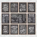 Coffee Themed Wall Decor Chalkboard Style Art Prints With Coffee Quotes And Menu Designs