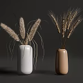Decorative Vases With Dried Wheat Stalks In White And Brown For Home Decor