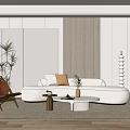 Quiet sofa tea table combination 3d model