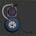 Blue Industrial Air Compressor With Motor Tank And Silver Pipe Parts