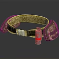 Camouflage Pattern Belt With Metal Buckle And Black Strap Plus Red Spray Can