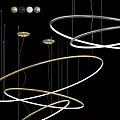 Elegant Golden Circular Hanging Chandelier Design For Modern Interior Lighting Decor