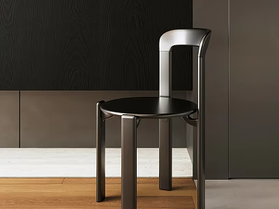 Modern Single Chair Interior Design With Sleek Metal Frame And Black Seat 3d model