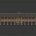 Traditional Chinese Architectural Model With Tiled Roof Wooden Columns And Pavilion Structure