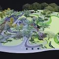 Garden Landscape Design Featuring Winding Pathways Diverse Trees And Green Lawns 3d model