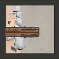 3D Model Scene Featuring Wooden Dock Blue Water Rocks and Sand 3d model