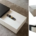 Modern Coffee Table With Black White Finish And Storage Drawers Design 3d model