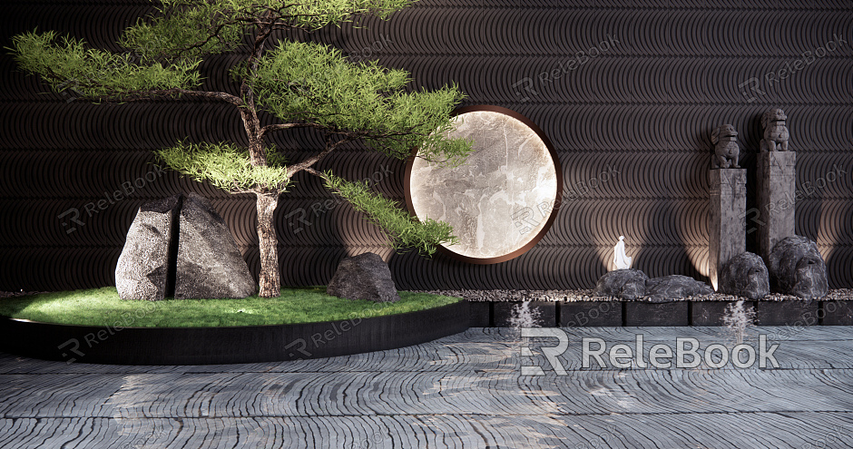 New Chinese style landscape sketch waterscape wall model