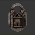 Vintage Metal Door Handle With Ornamental Design Keyhole And Inserted Key