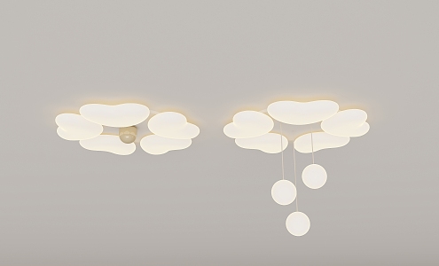 Cream wind chandelier simple ceiling lamp 3d model